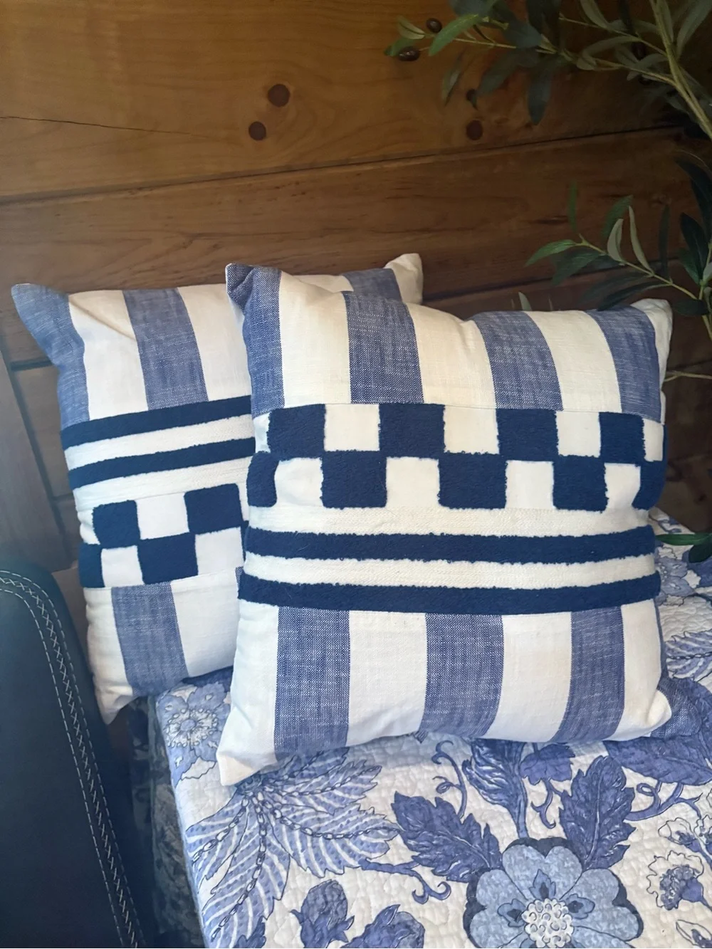 Mackenzie Childs indigo Blue&White Striped Decorative Pillow (Set of 2)